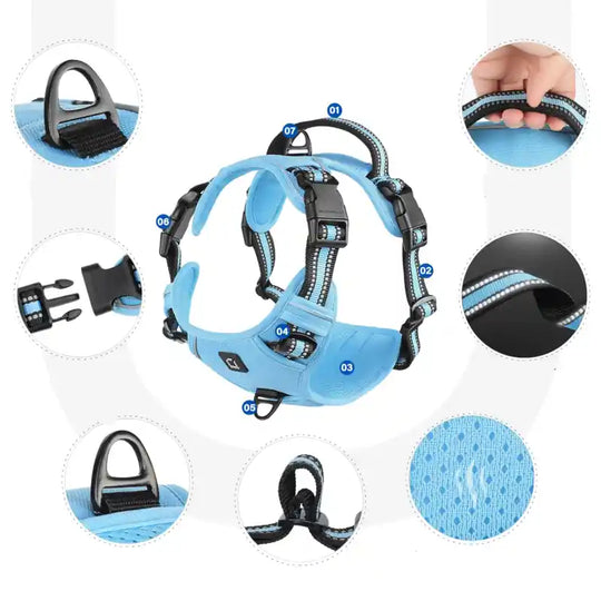 Harnais rembourré doux pour chien – Ajustable avec poignée de contrôle